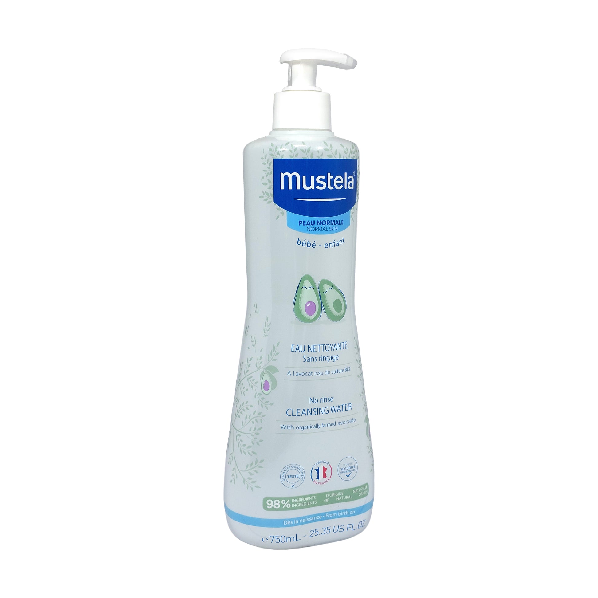 Mustela Baby Reinigungswasser ohne Abspülen mit Avocado XL, 750 ml