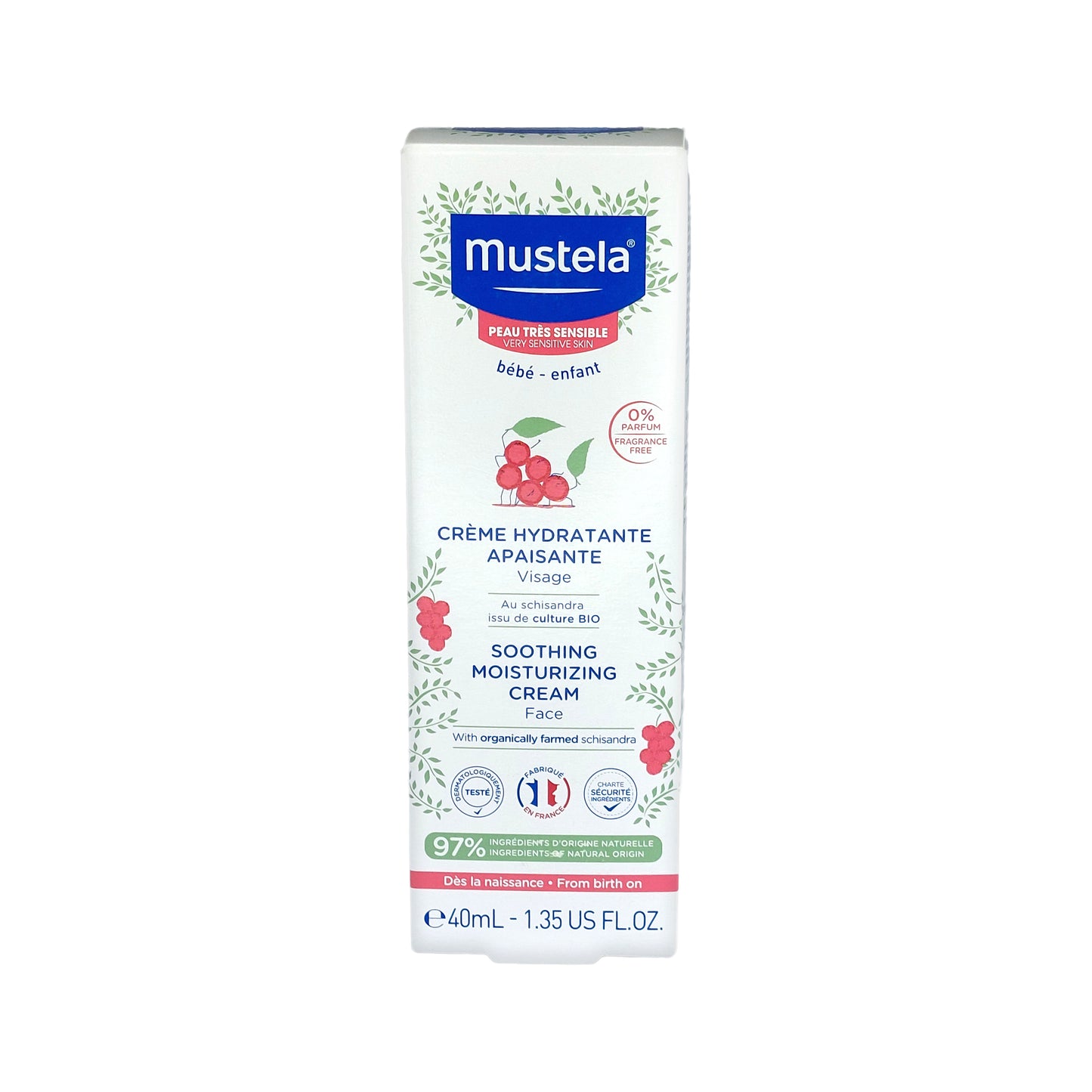 Mustela Baby Beruhigende Feuchtigkeitsspendende Gesichtscreme, 40 ml