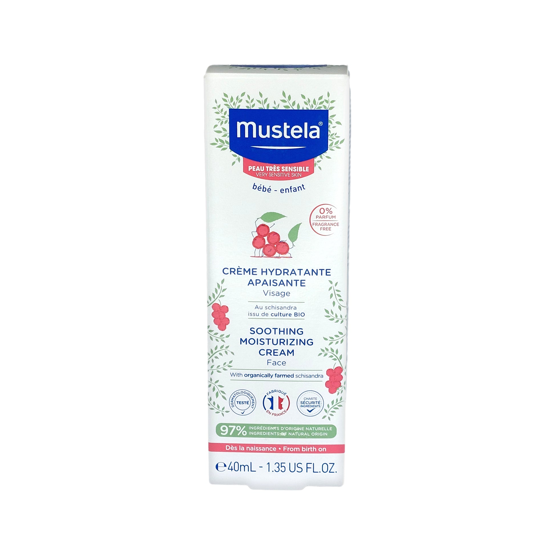 Mustela Baby Beruhigende Feuchtigkeitsspendende Gesichtscreme, 40 ml