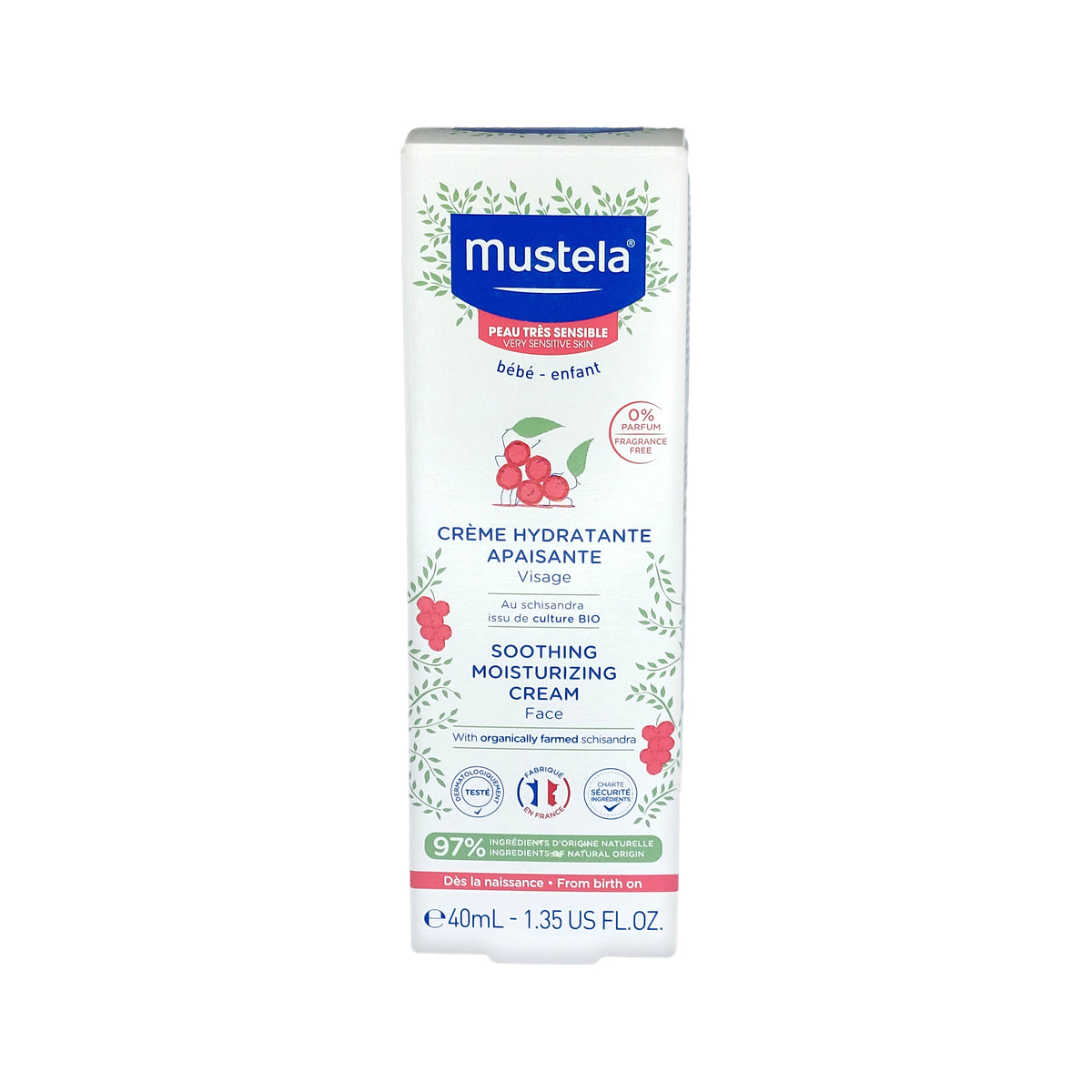 Mustela Baby Beruhigende Feuchtigkeitsspendende Gesichtscreme, 40 ml