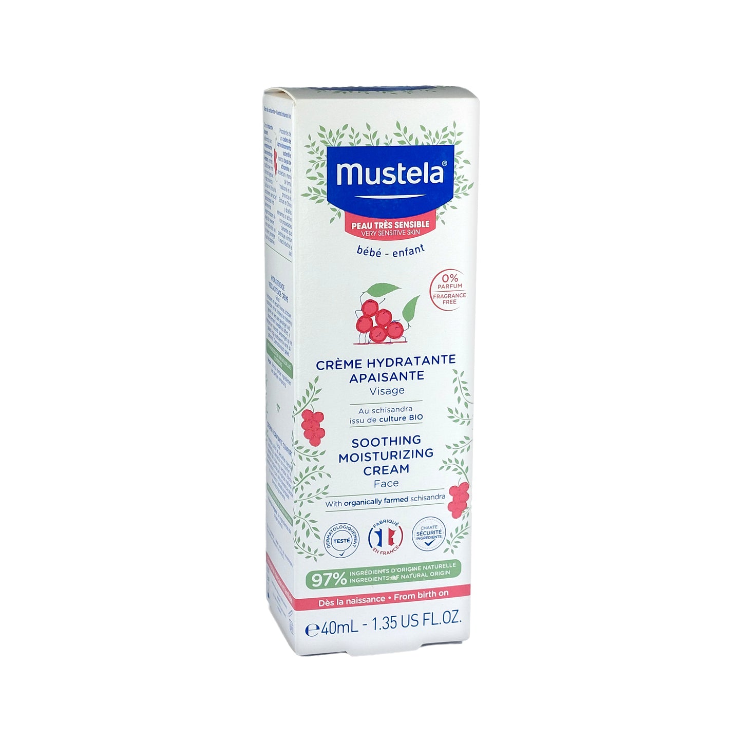 Mustela Baby Beruhigende Feuchtigkeitsspendende Gesichtscreme, 40 ml