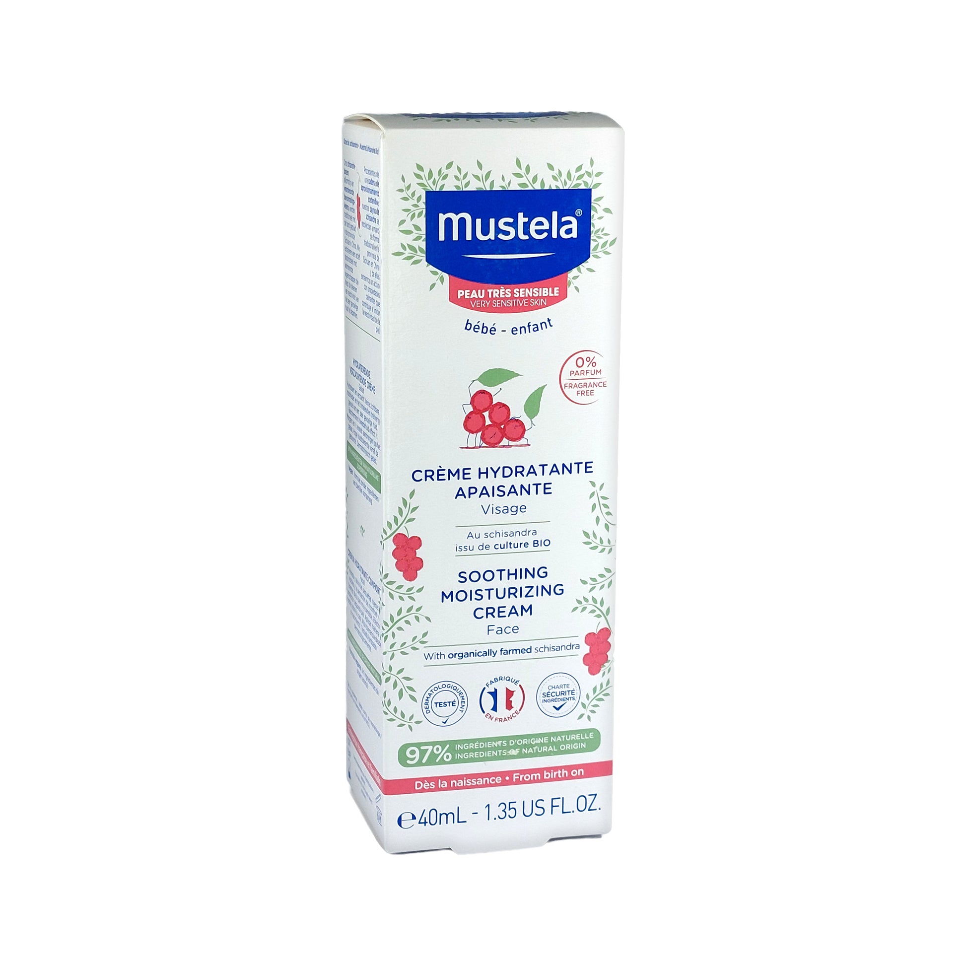 Mustela Baby Beruhigende Feuchtigkeitsspendende Gesichtscreme, 40 ml