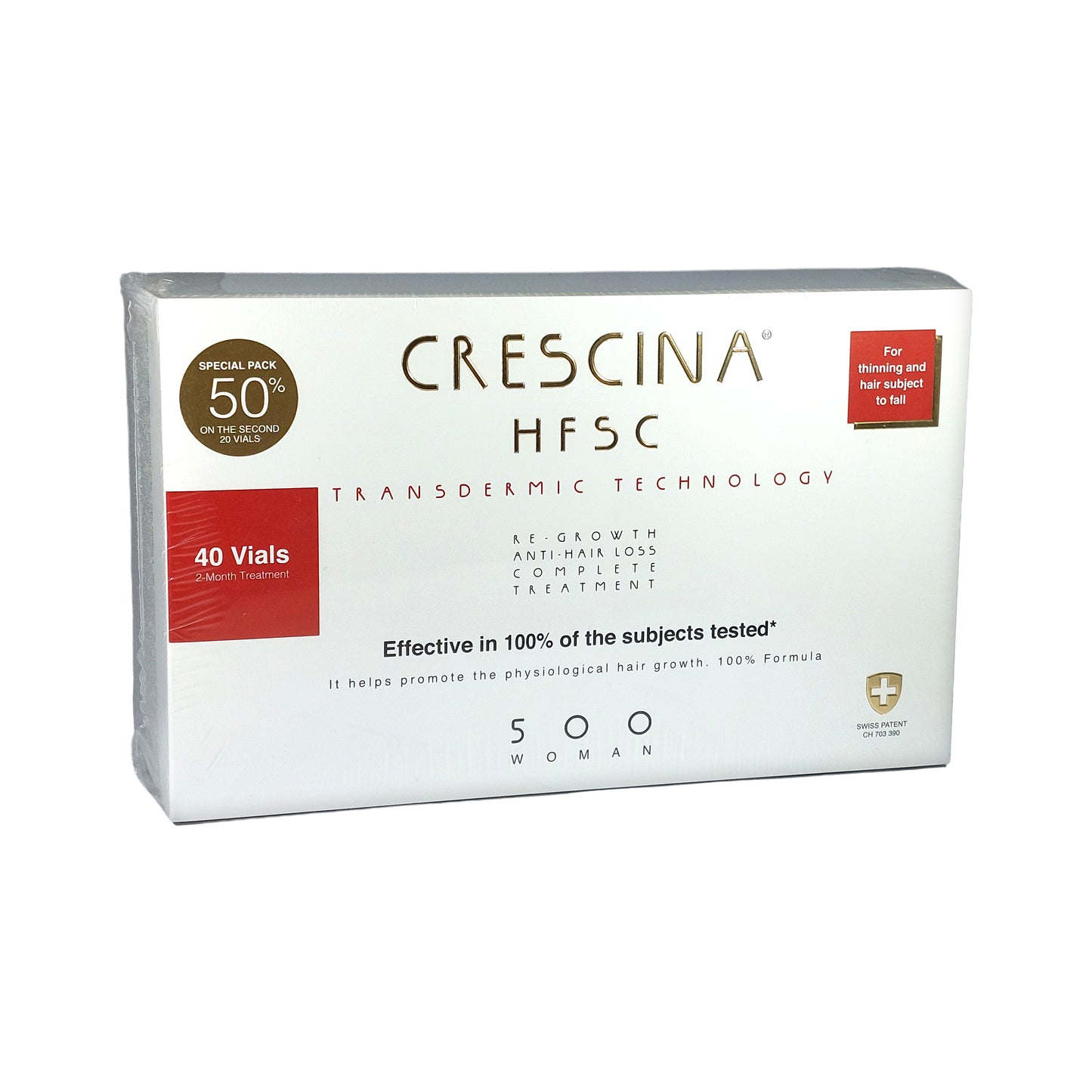 Crescina HFSC Transdermic 500 WOMAN 100% Complete Treatment Anti-Hair Loss, 40x3,5 ml