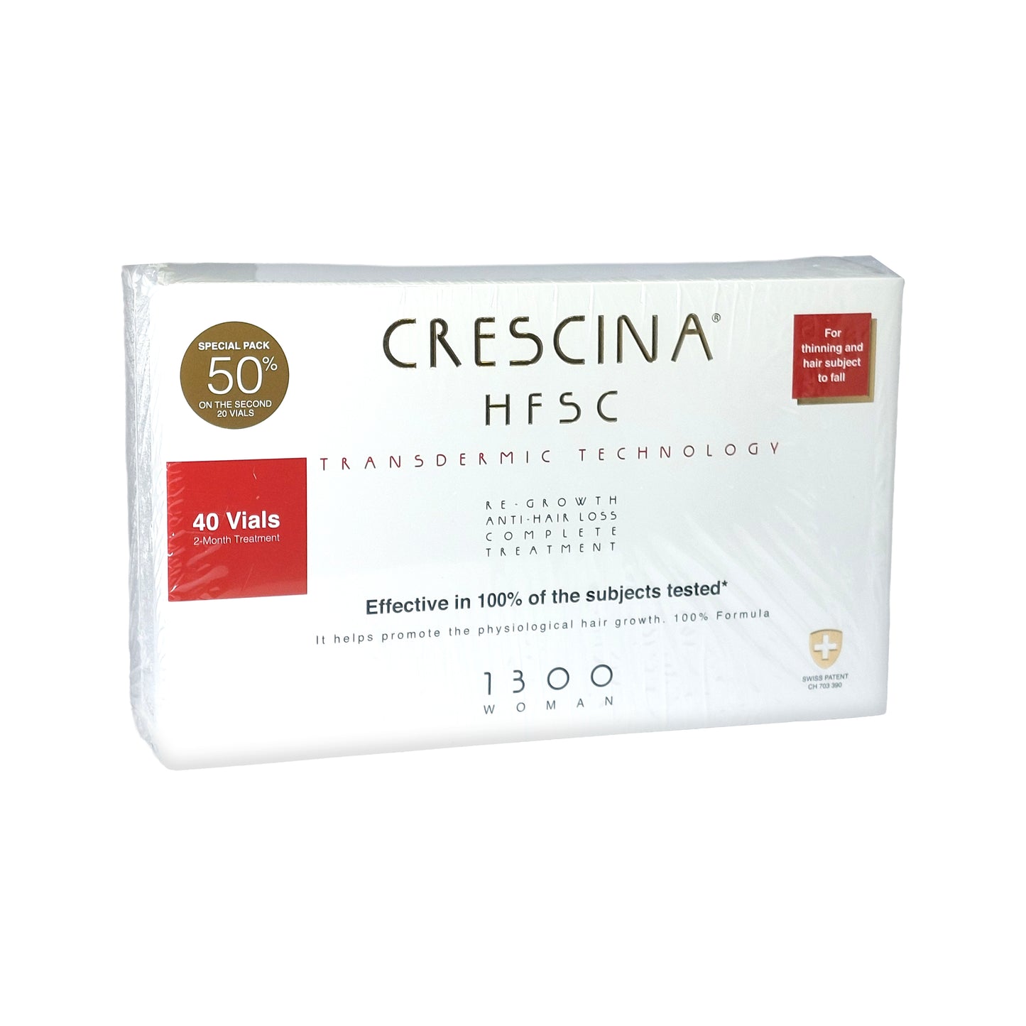 Crescina HFSC Transdermic 1300 WOMAN 100% Complete Treatment Anti-Hair Loss, 40x3,5 ml
