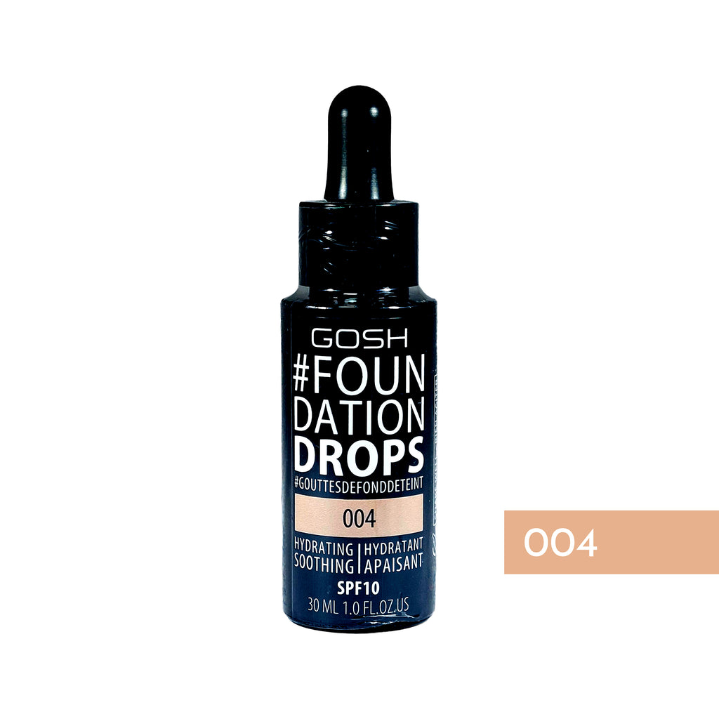 Gosh Copenhagen Foundation Drops Hydrating Soothing SPF10 Nr.004 Natural, 30 ml