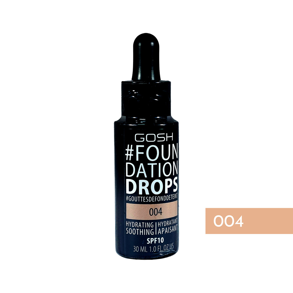 Gosh Copenhagen Foundation Drops Hydrating Soothing SPF10 Nr.004 Natural, 30 ml