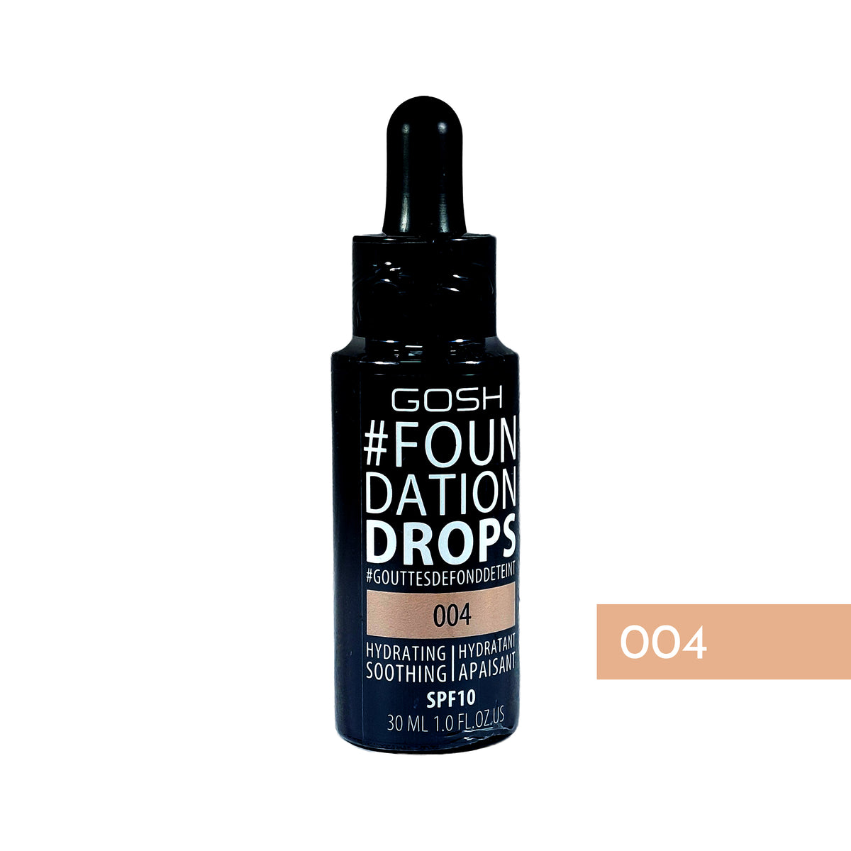 Gosh Copenhagen Foundation Drops Hydrating Soothing SPF10 Nr.004 Natural, 30 ml