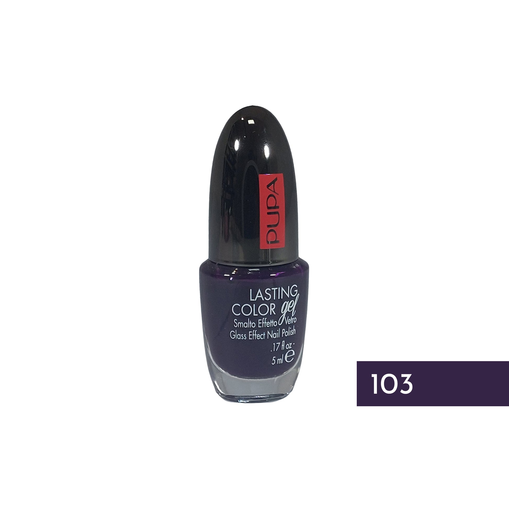 Pupa Lasting Color Gel Glass Effect Nail Polish Nr.103 Aubergine, 5 ml
